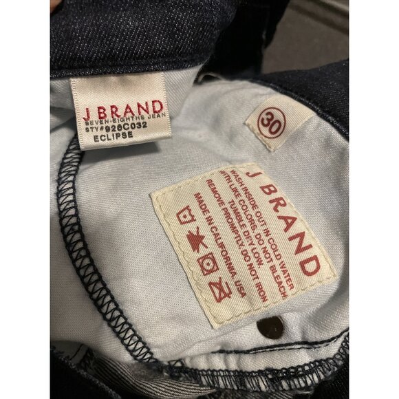 J Brand Blue "Sevent-Eighths" "Eclipse" Dark Wash Jeans, Size 30 - Picture 3 of 9